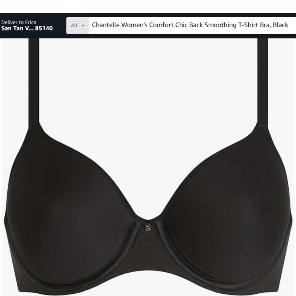 NWT Chantelle Women's Black Comfort Chic Back Smoothing T-Shirt Bra SZ 36J
